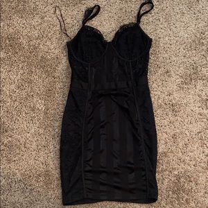 Black Lace Mesh Stripe Strappy Bodycon Dress